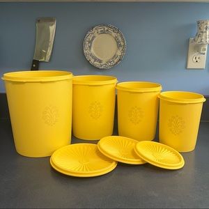 Harvest Gold Tupperware Canisters Vintage